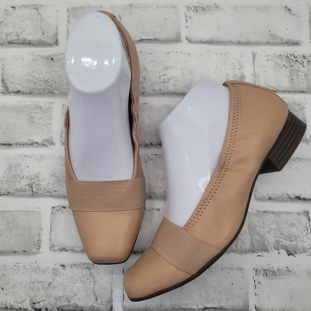 Pristine Clarks Collection Tilmont Dark Blush Tan Ballet Flats Slip Ons Size 7.5
